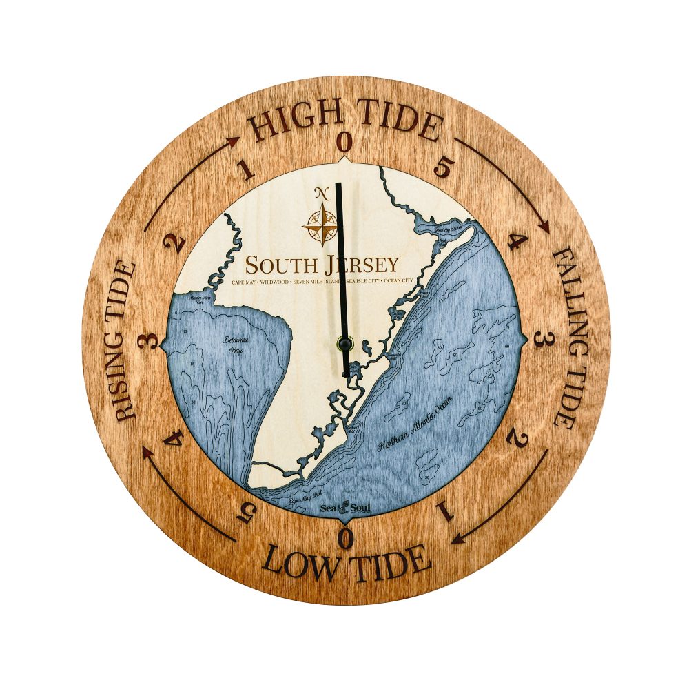 South Jersey Tide Clock Americana Accent with Deep Blue Water