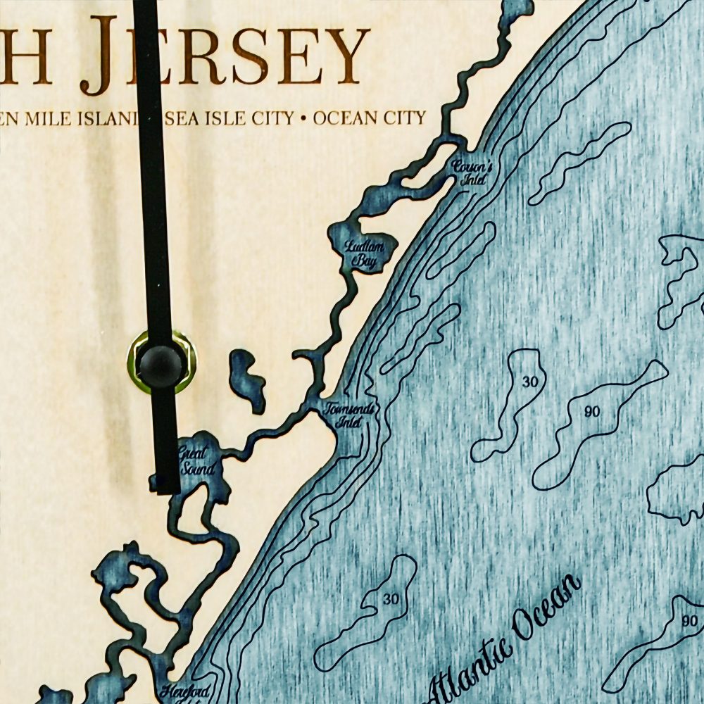 South Jersey Tide Clock Birch Accent with Blue Green Water Detail Shot 2