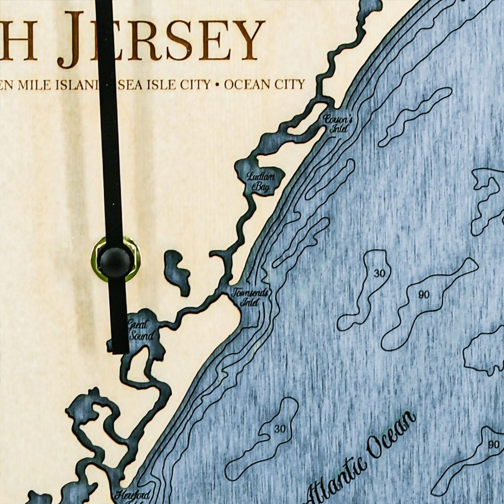 South Jersey Tide Clock Birch Accent with Deep Blue Detail Shot 2