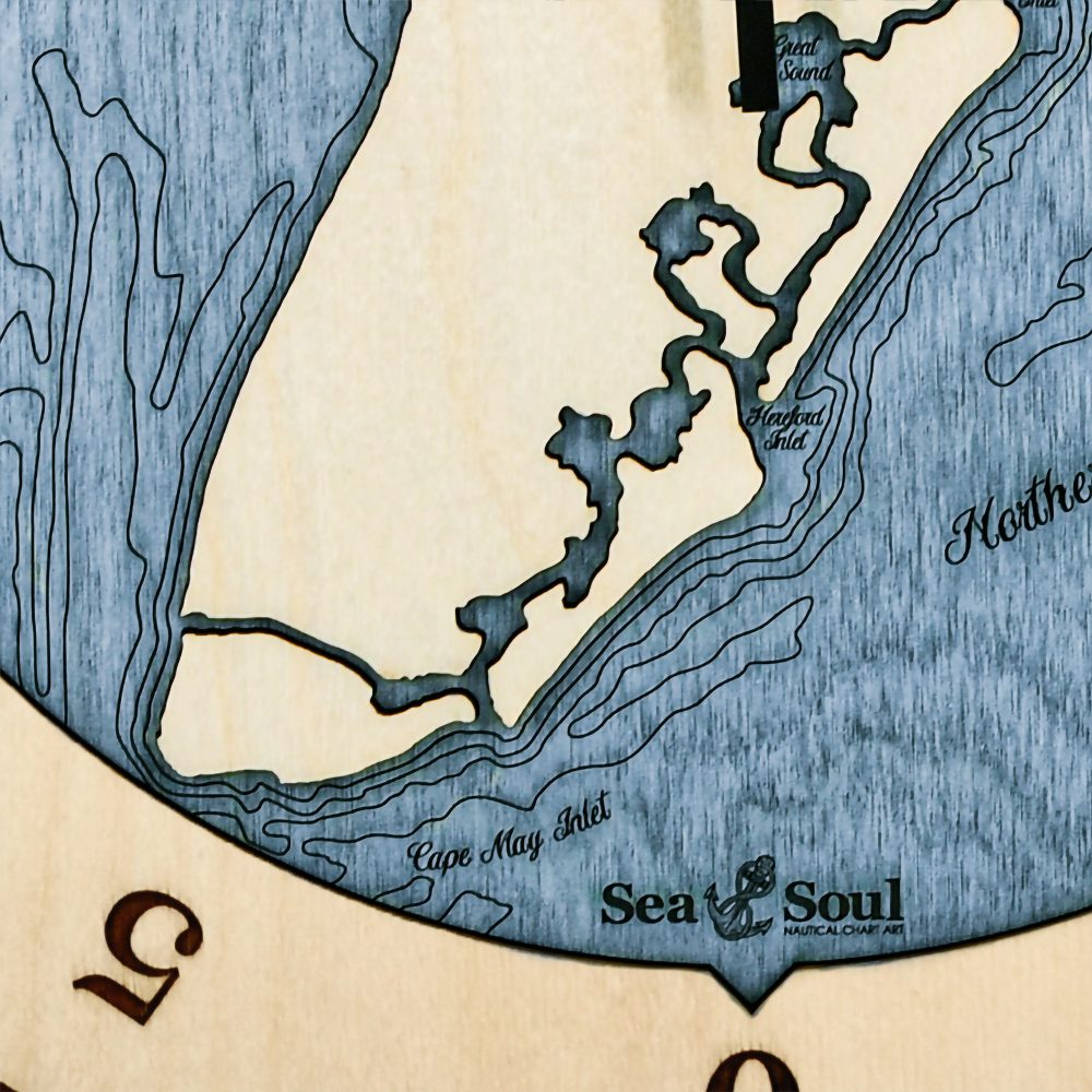South Jersey Tide Clock Birch Accent with Deep Blue Detail Shot 3
