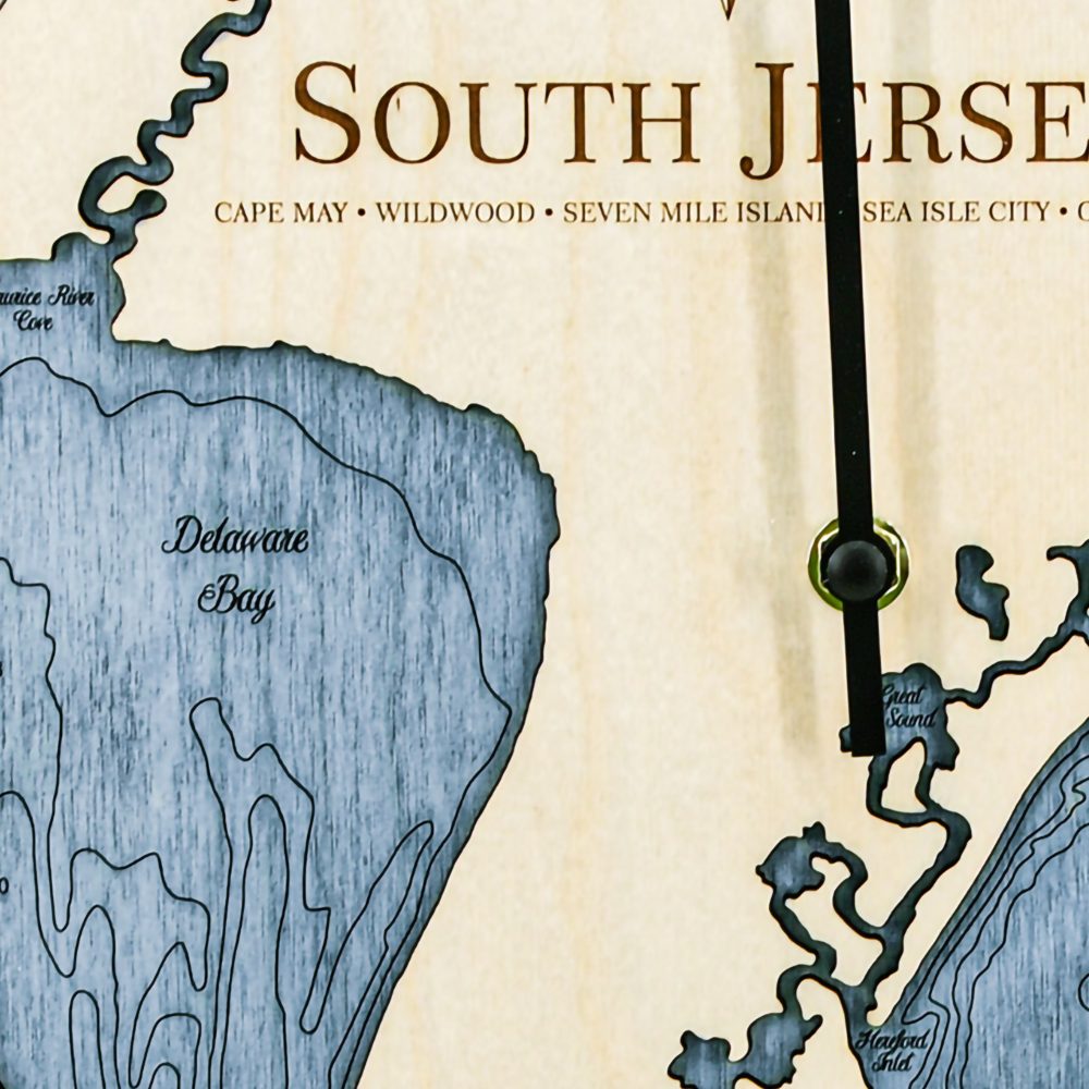 South Jersey Tide Clock Birch Accent with Deep Blue Water Detail Shot 4