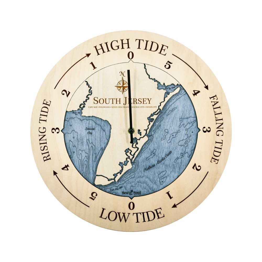 South Jersey Tide Clock Birch Accent with Deep Blue