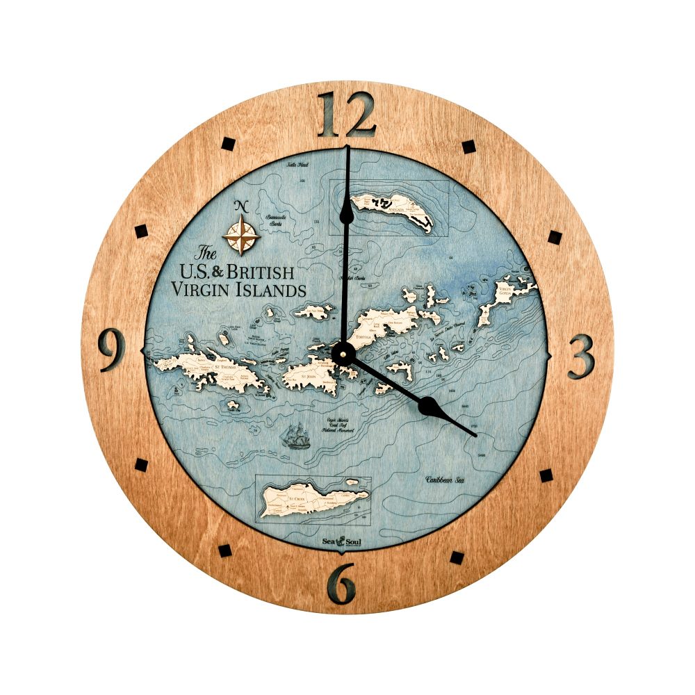 Virgin Islands Nautical Clock Americana Accent with Blue Green Water