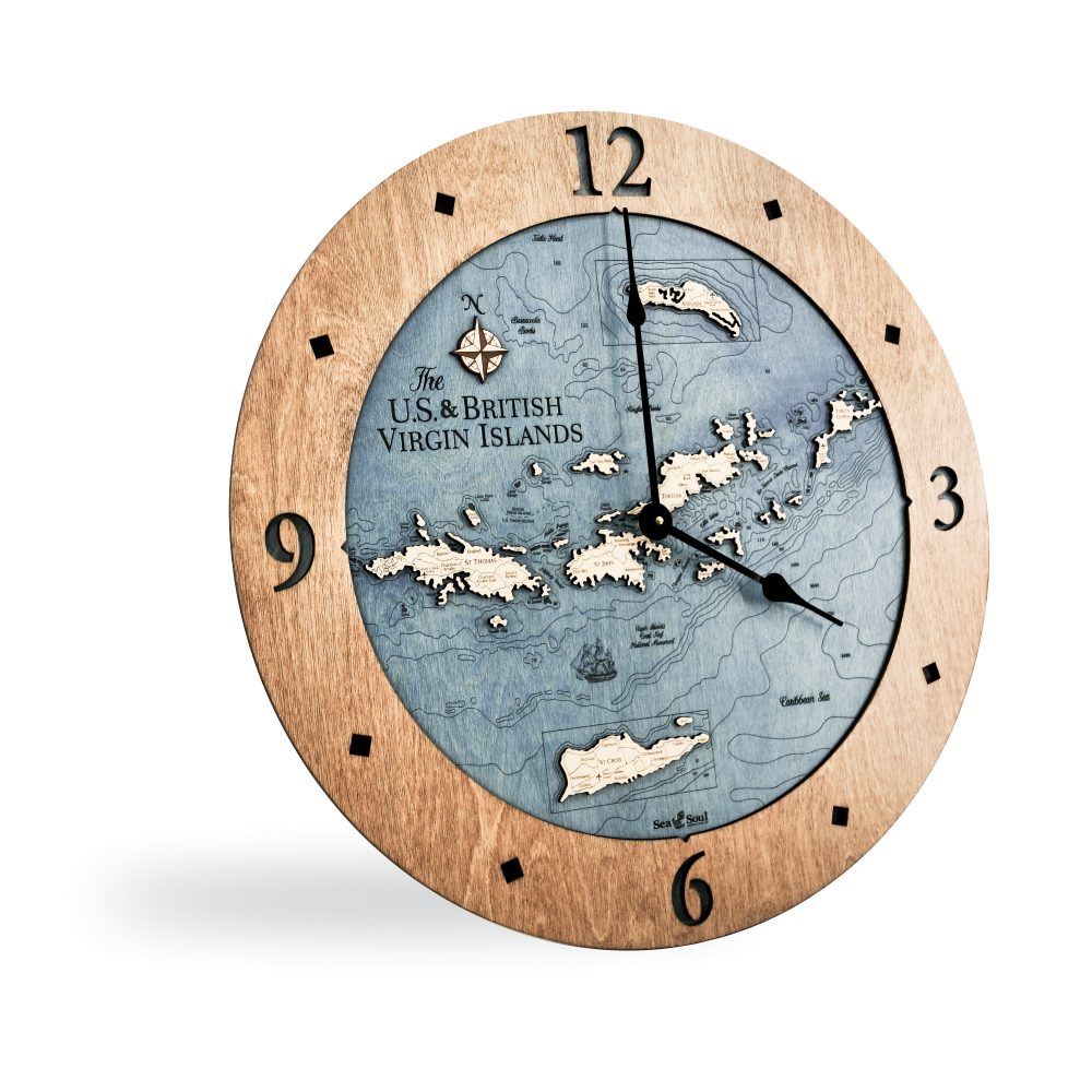 Virgin Islands Nautical Clock Americana Accent with Deep Blue Water Angle Shot 2