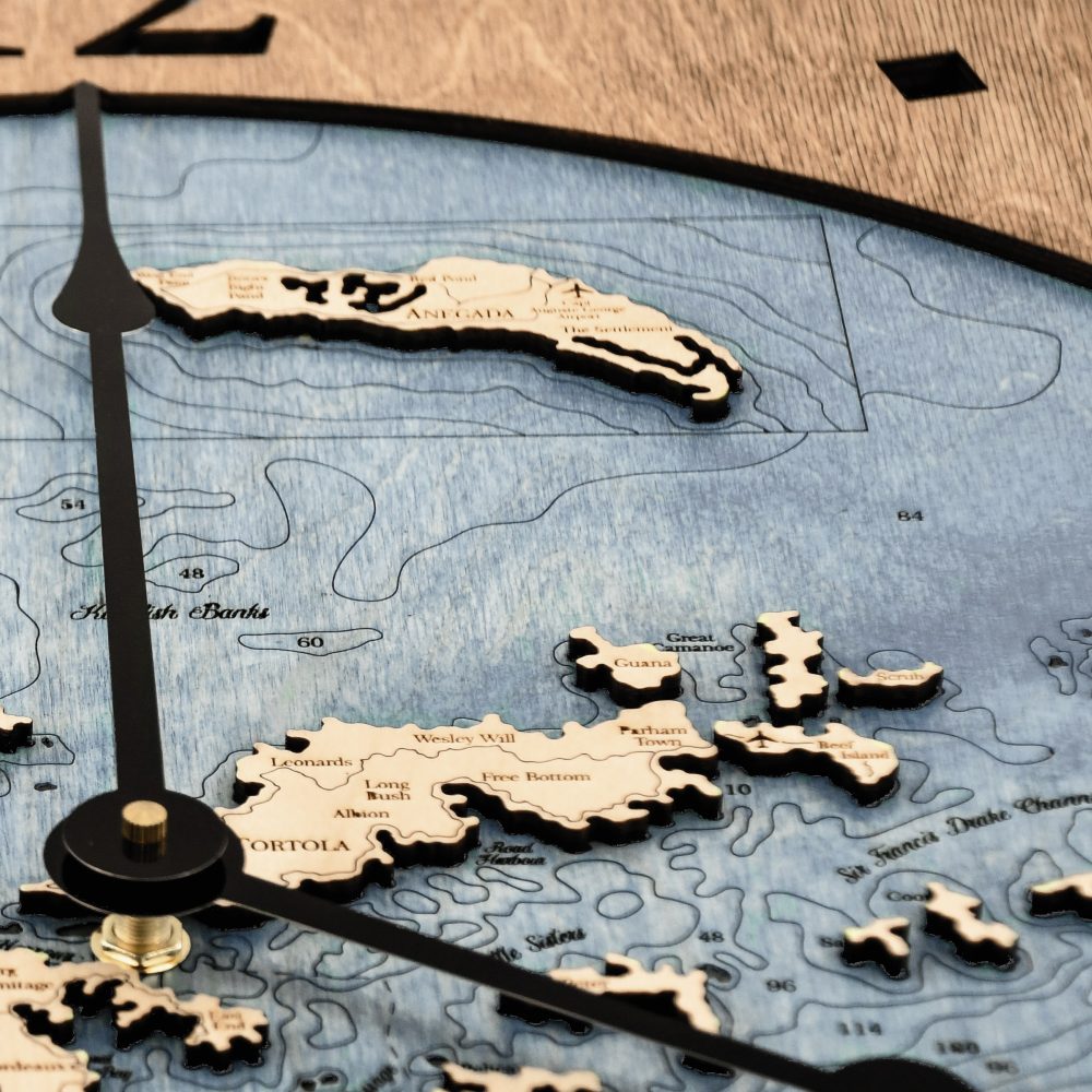 Virgin Islands Nautical Clock Americana Accent with Deep Blue Water Detail Shot 2