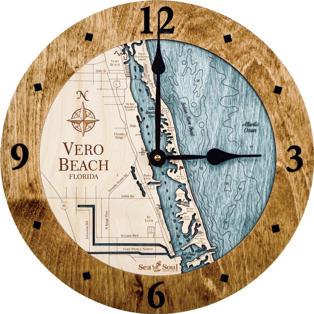 Vero Beach Nautical Clock Americana Accent with Blue Green Water Product Shot