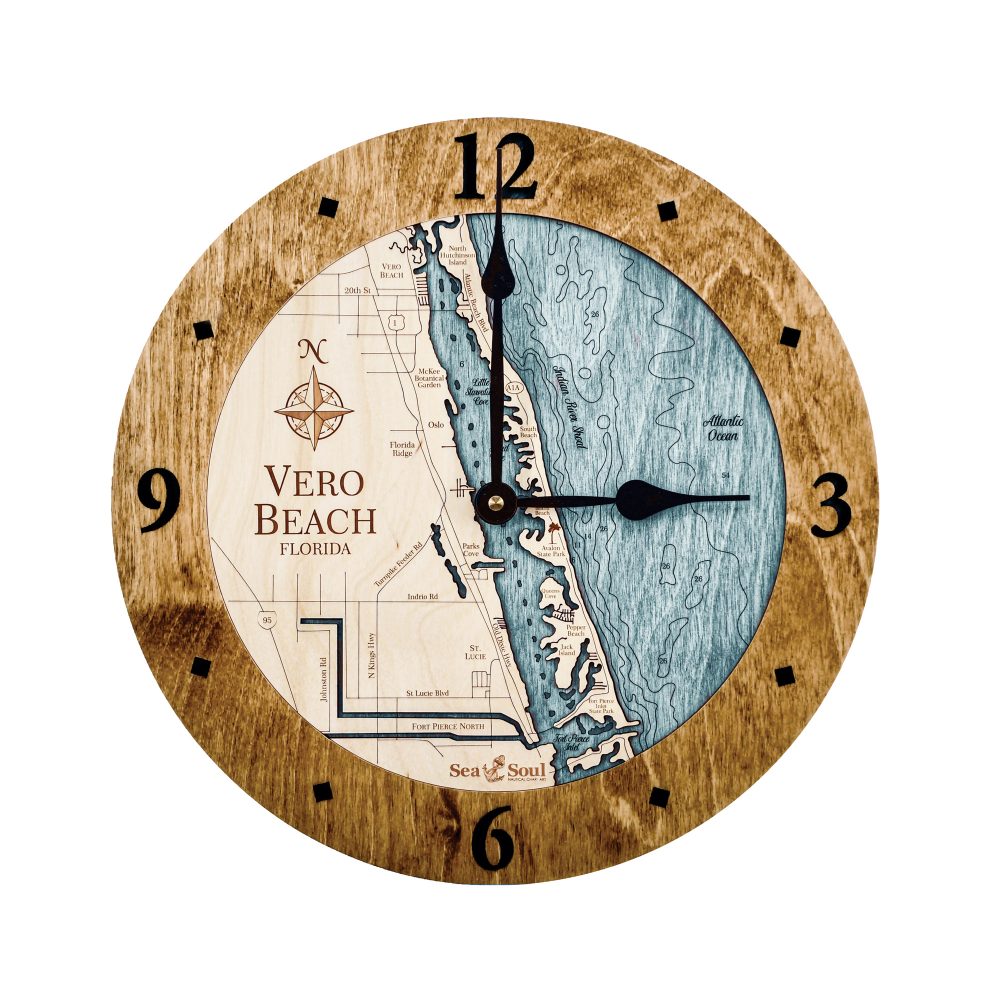Vero Beach Nautical Clock Americana Accent with Blue Green Water