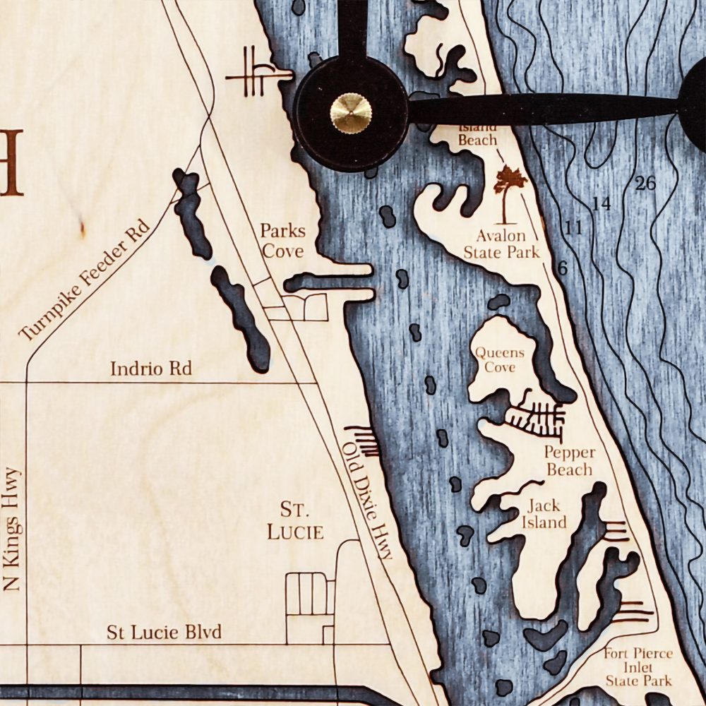 Vero Beach Nautical Clock Birch Accent with Deep Blue Water Detail Shot 1