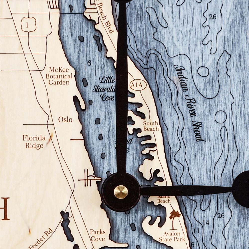 Vero Beach Nautical Clock Birch Accent with Deep Blue Water Detail Shot 2