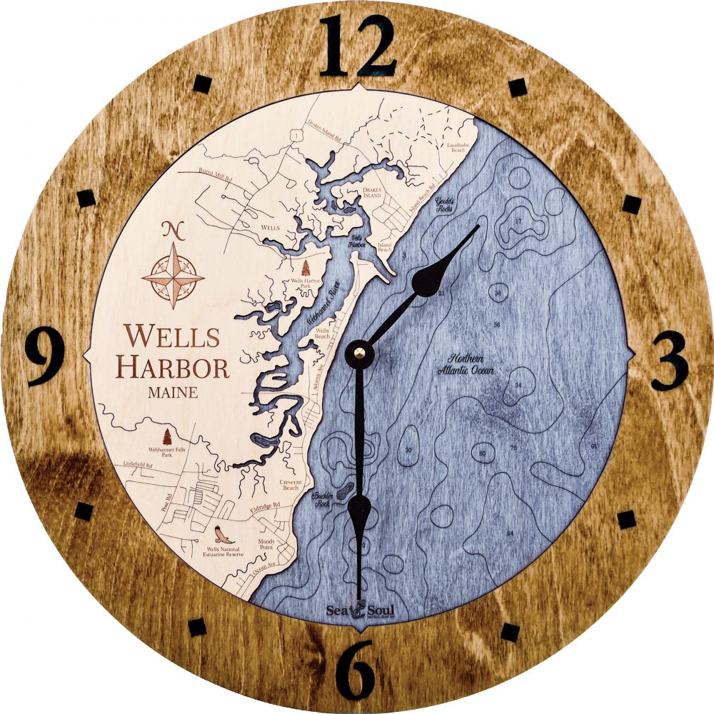 Wells Harbor Nautical Clock Americana Accent with Deep Blue Water Product Shot