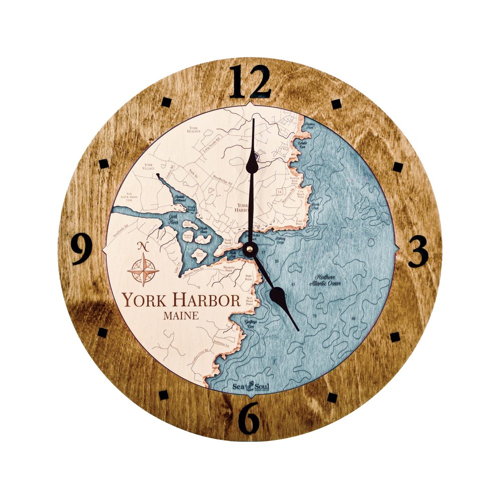 York Harbor Nautical Clock Americana Accent with Blue Green Water