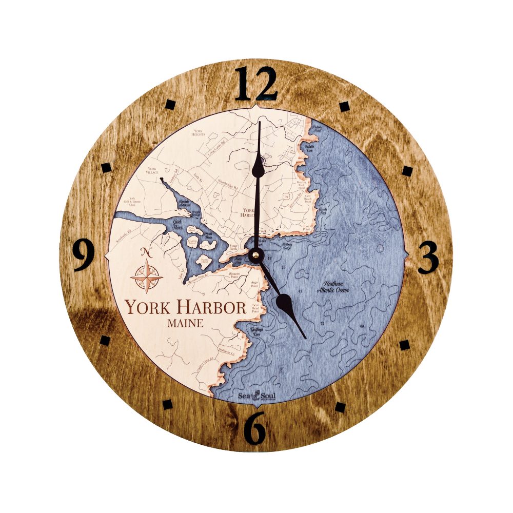 York Harbor Nautical Clock Americana Accent with Deep Blue Water