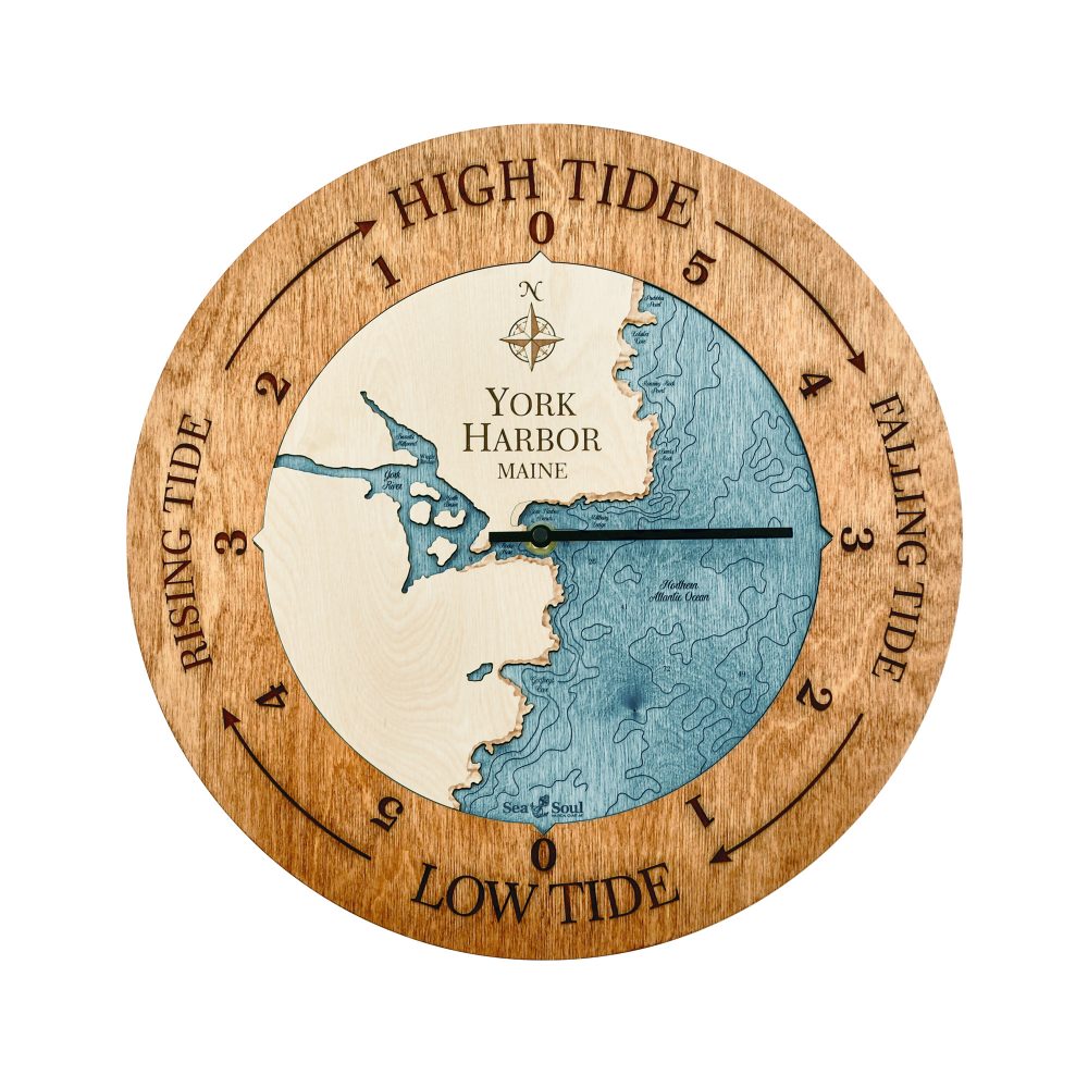 York Harbor Tide Clock Americana Accent with Blue Green Water