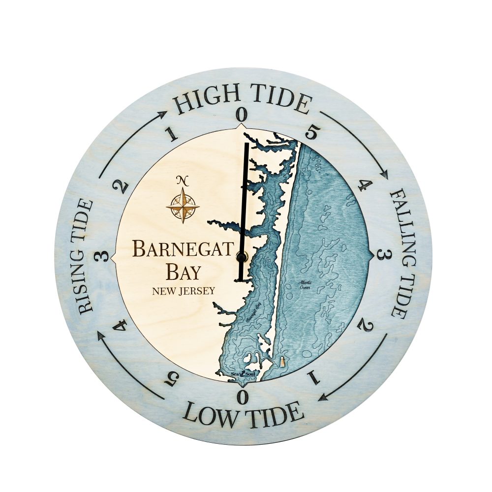 Barnegat Bay Tide Clock Bleach Blue Accent with Blue Green Water