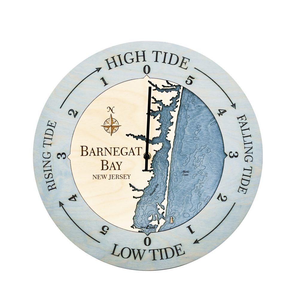 Barnegat Bay Tide Clock Bleach Blue Accent with Deep Blue Water