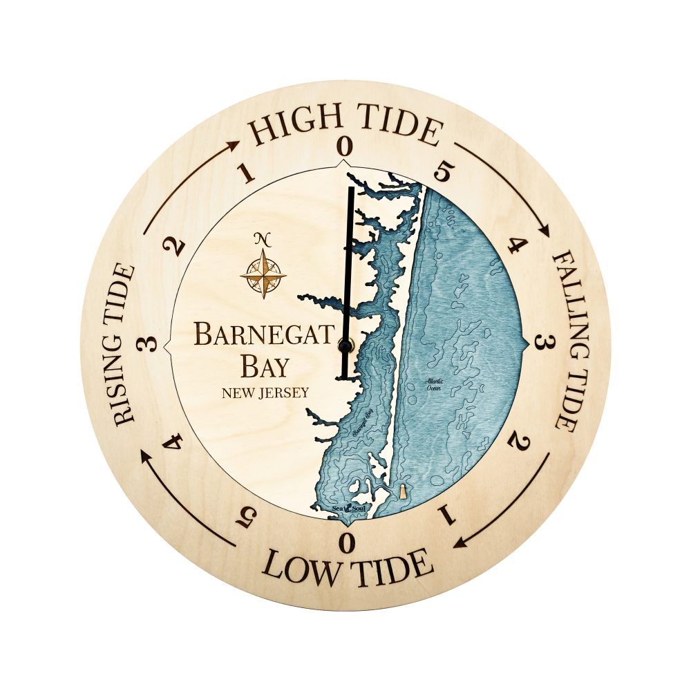 Barnegat Bay Tide Clock Birch Accent with Blue Green Water