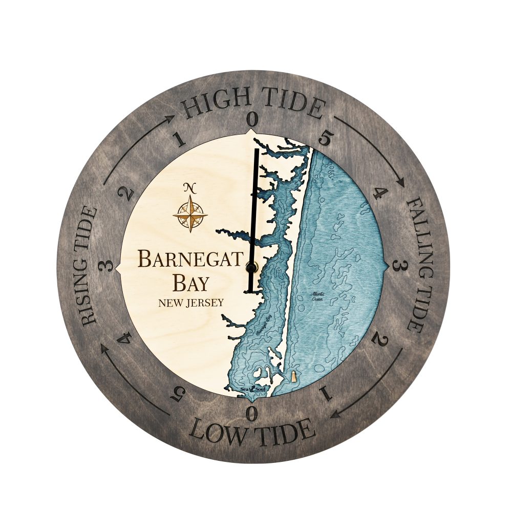Barnegat Bay Tide Clock Driftwood Accent with Blue Green Water