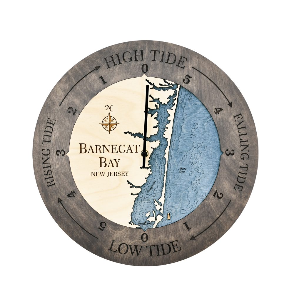 Barnegat Bay Tide Clock Driftwood Accent with Deep Blue Water