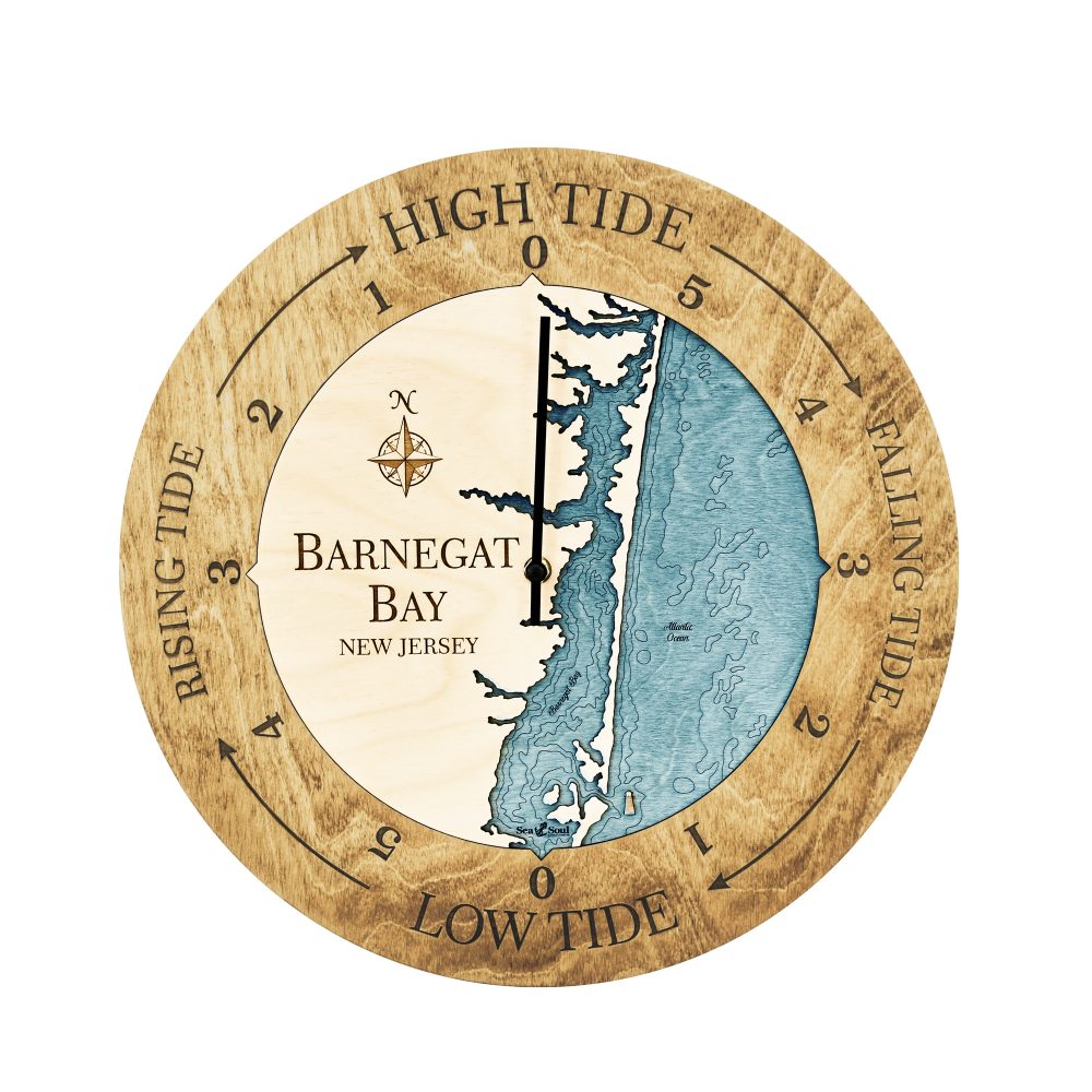 Barnegat Bay Tide Clock Honey Accent with Blue Green Water