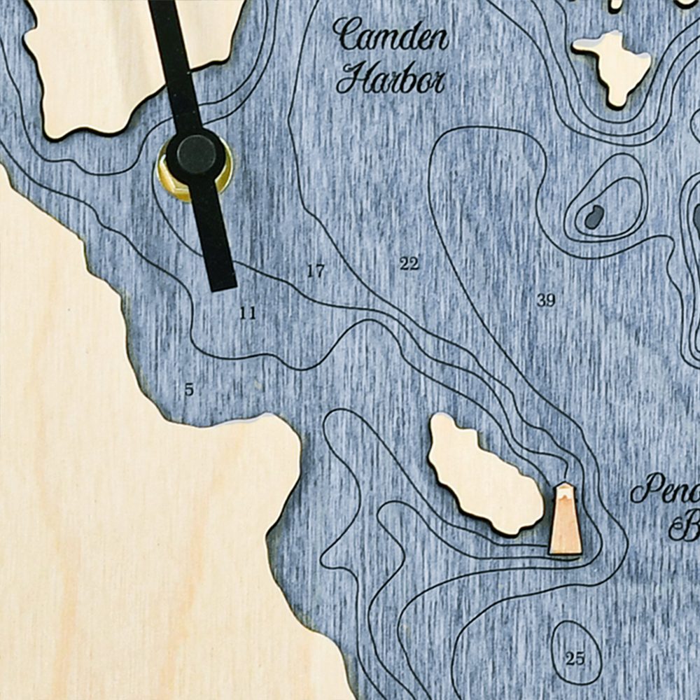 Camden Harbor Tide Clock Birch Accent with Deep Blue Water Detail Shot 4