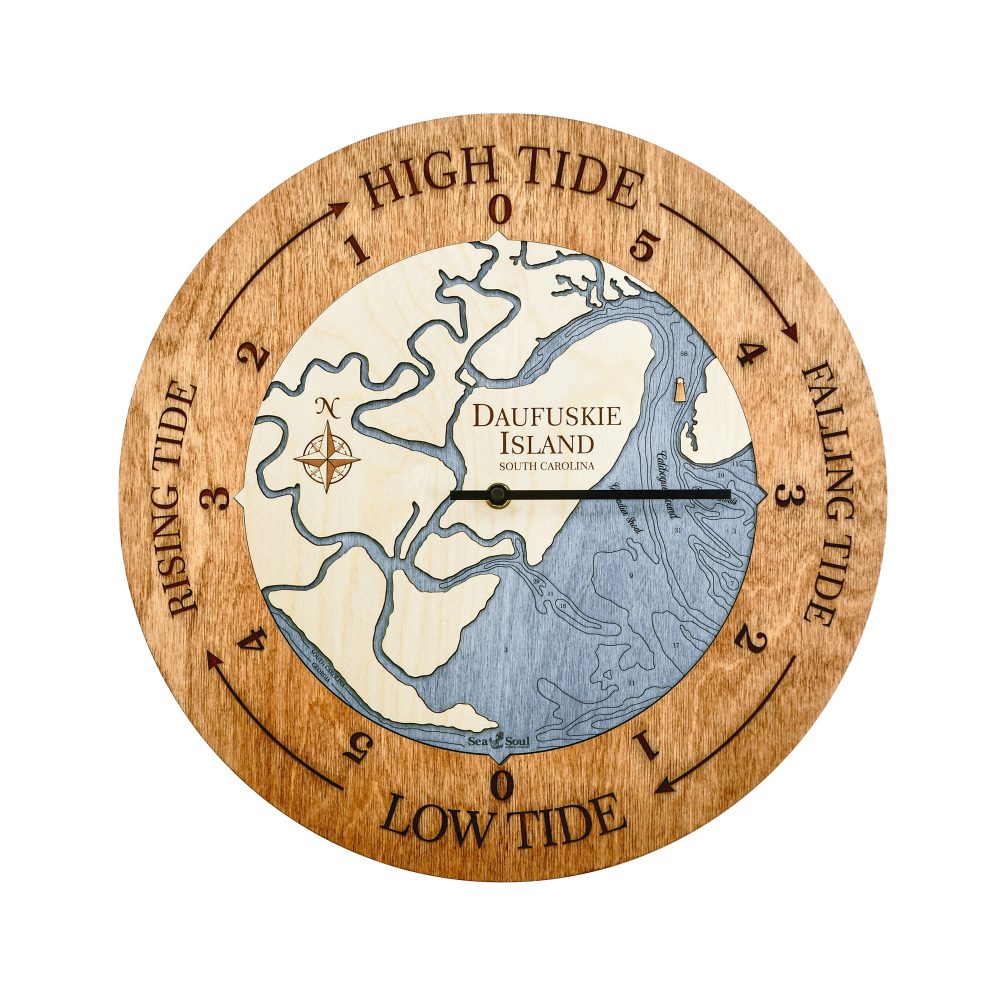 Daufuskie Island Tide Clock Americana Accent with Deep Blue Water