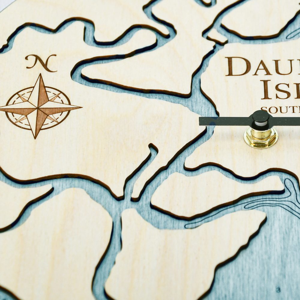 Daufuskie Island Tide Clock Bleach Blue Accent with Blue Green Water Detail Shot 3