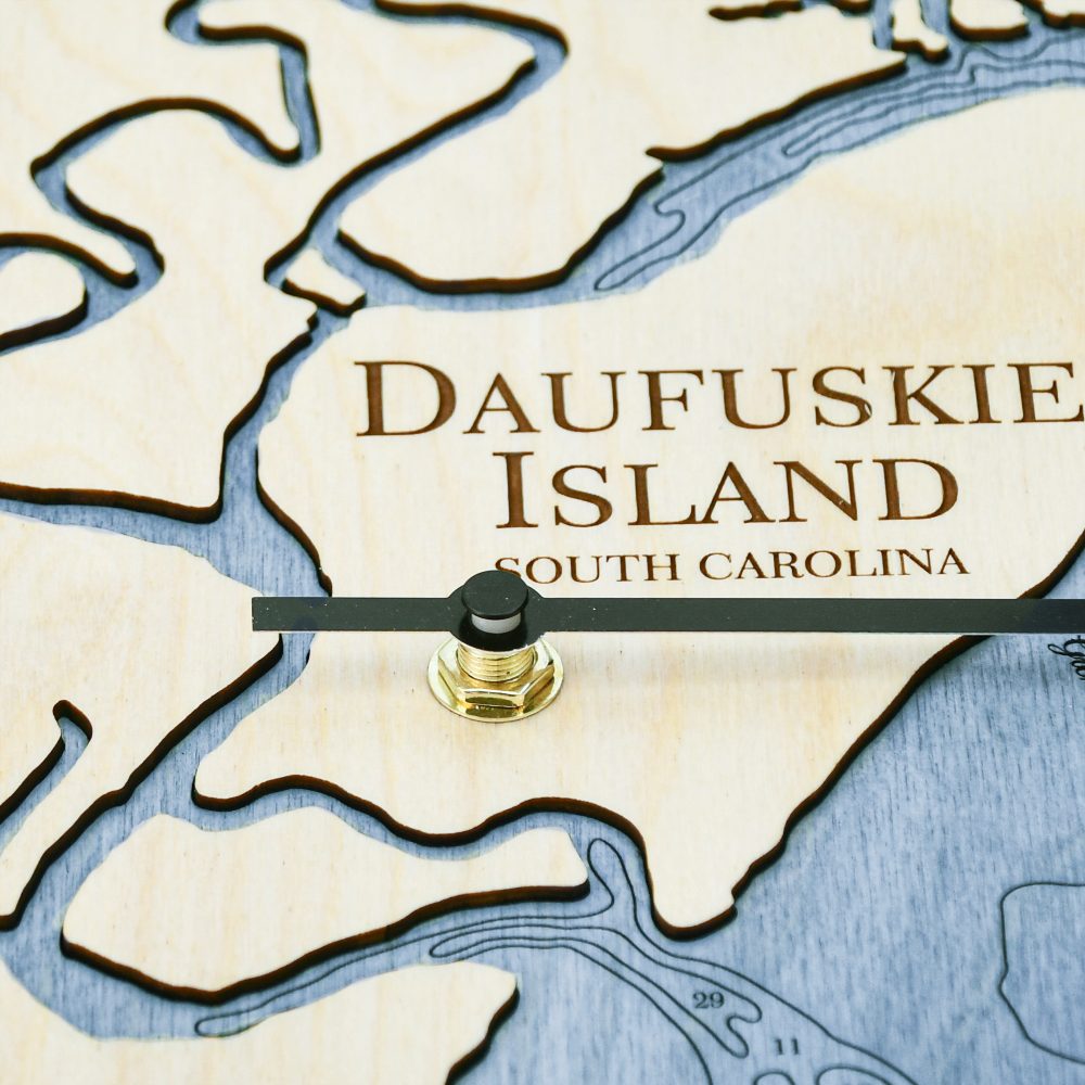Daufuskie Island Tide Clock Bleach Blue Accent with Deep Blue Water Detail Shot 2