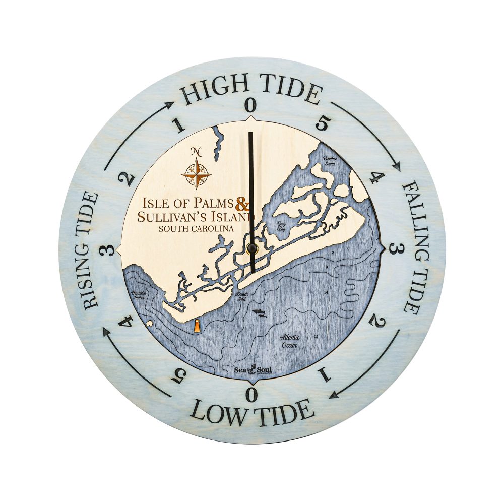 Isle of Palms Tide Clock Bleach Blue Accent with Deep Blue Water