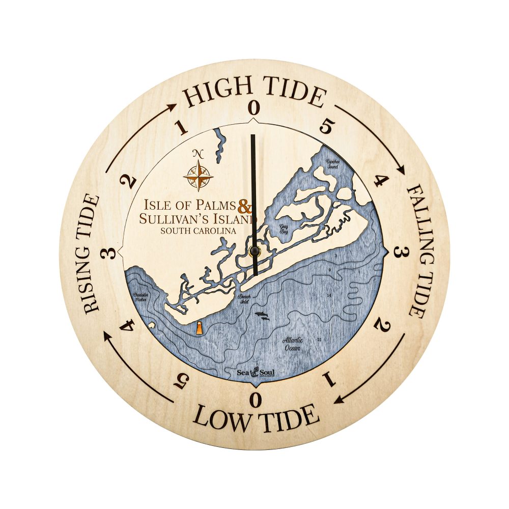 Isle of Palms Tide Clock Birch Accent with Deep Blue Water