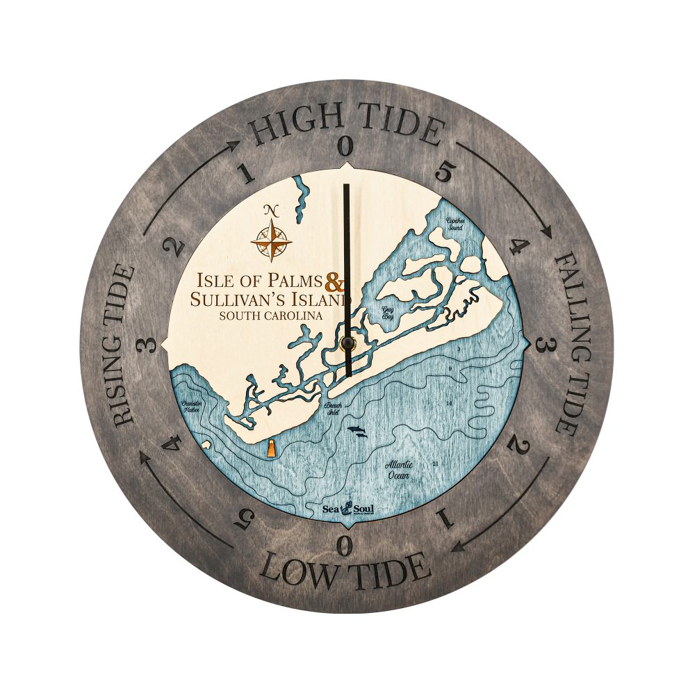 Isle of Palms Tide Clock Driftwood Accent with Blue Green Water