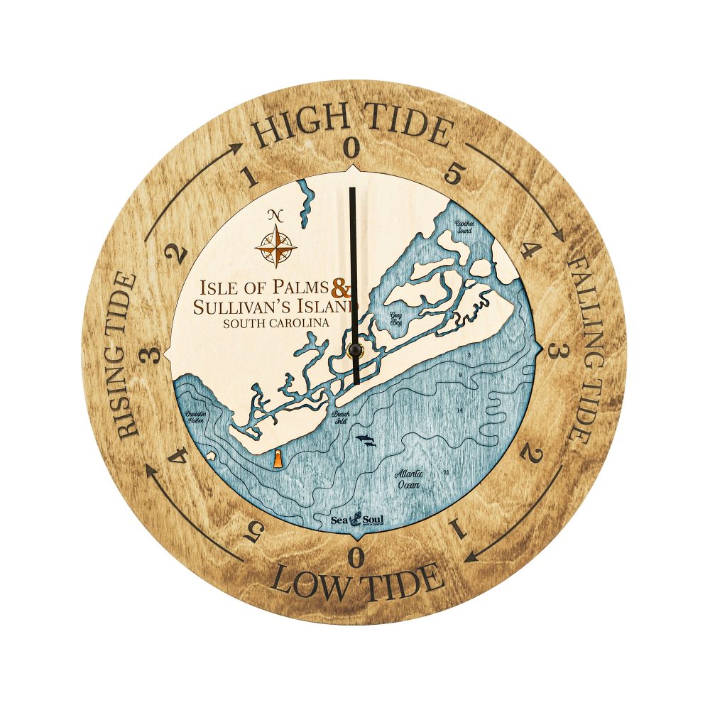 Isle of Palms Tide Clock Honey Accent with Blue Green Water