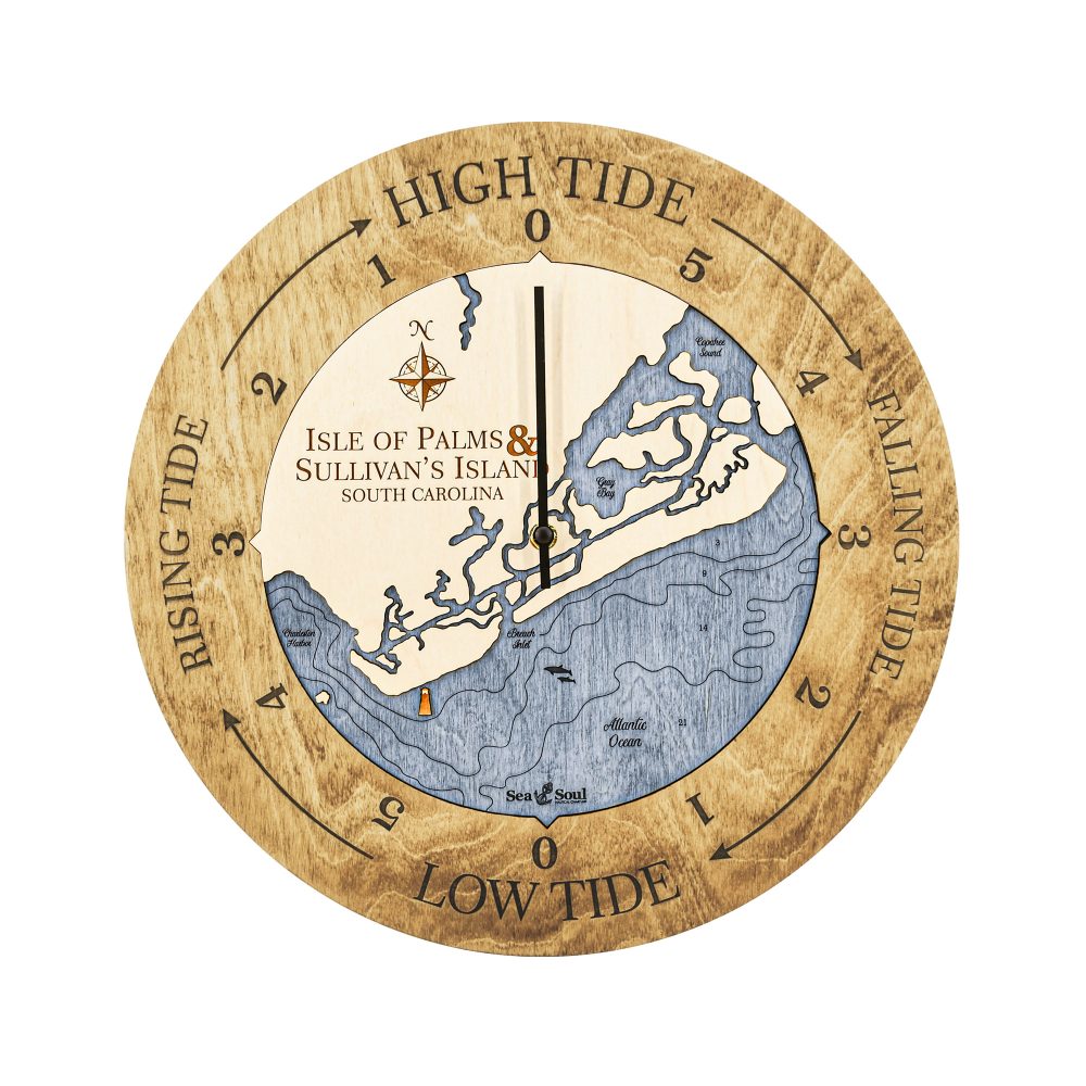 Isle of Palms Tide Clock Honey Accent with Deep Blue Water