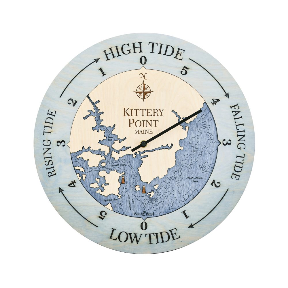 Kittery Point Tide Clock Bleach Blue Accent with Deep Blue Water