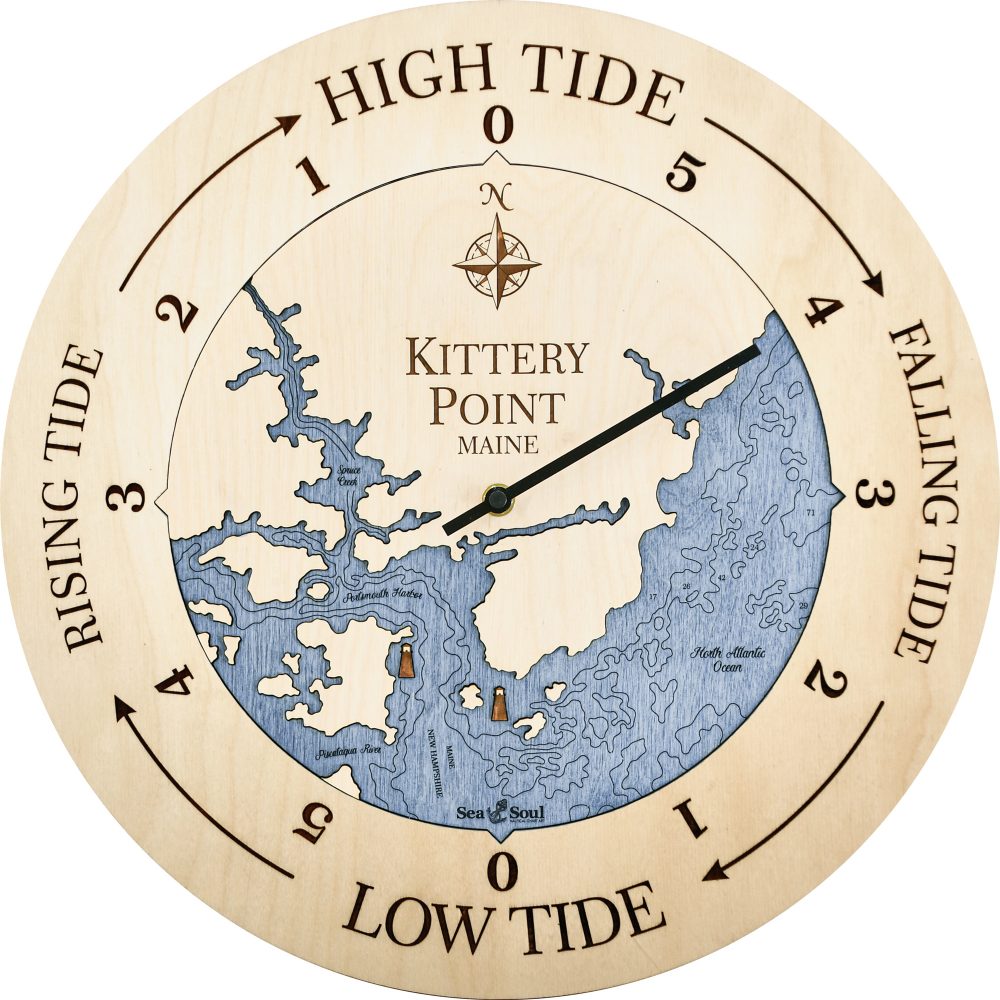 Kittery Point Tide Clock Birch Accent with Deep Blue Water Product Shot