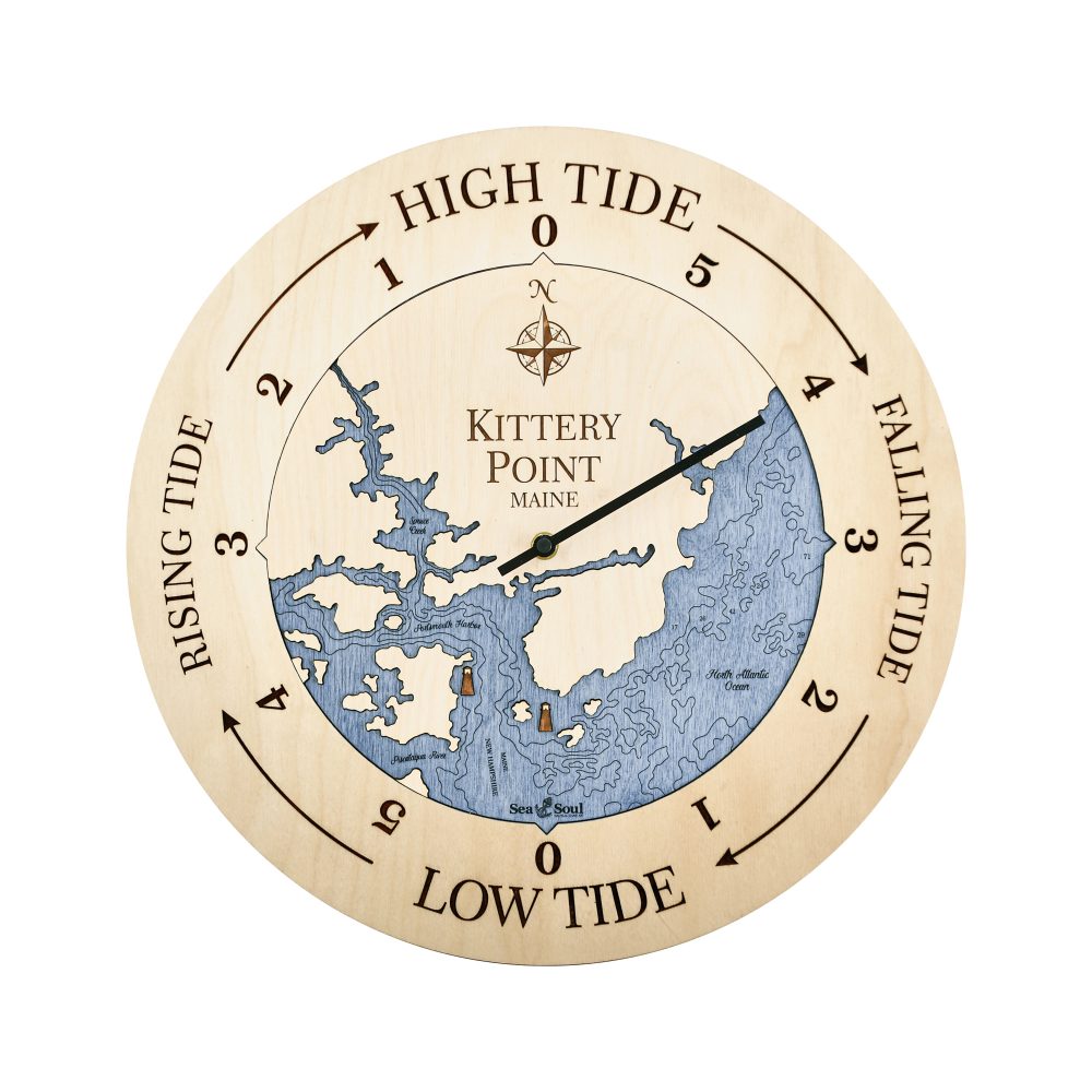 Kittery Point Tide Clock Birch Accent with Deep Blue Water