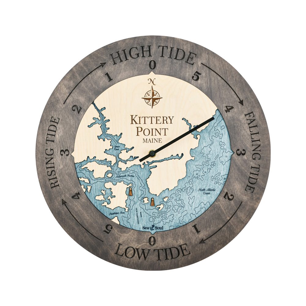 Kittery Point Tide Clock Driftwood Accent with Blue Green Water