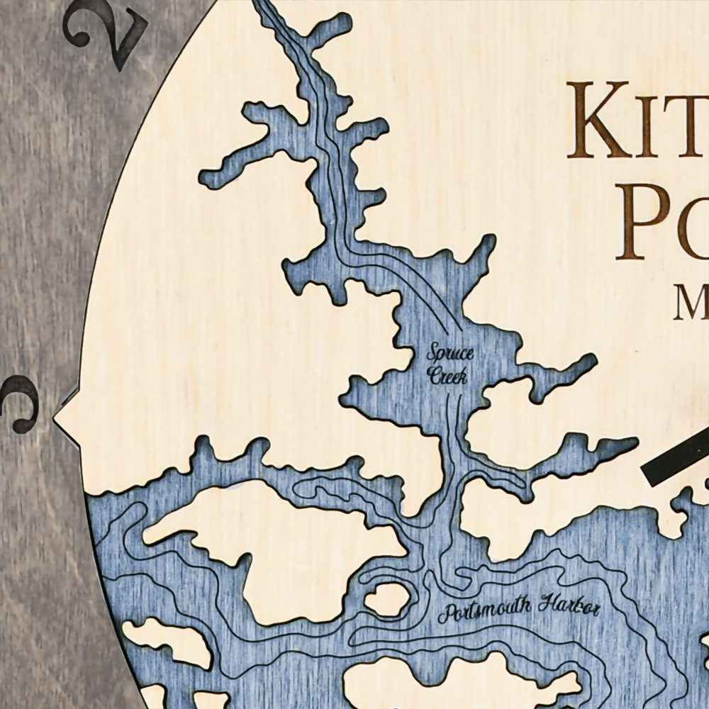Kittery Point Tide Clock Driftwood Accent with Deep Blue Water Detail Shot 1