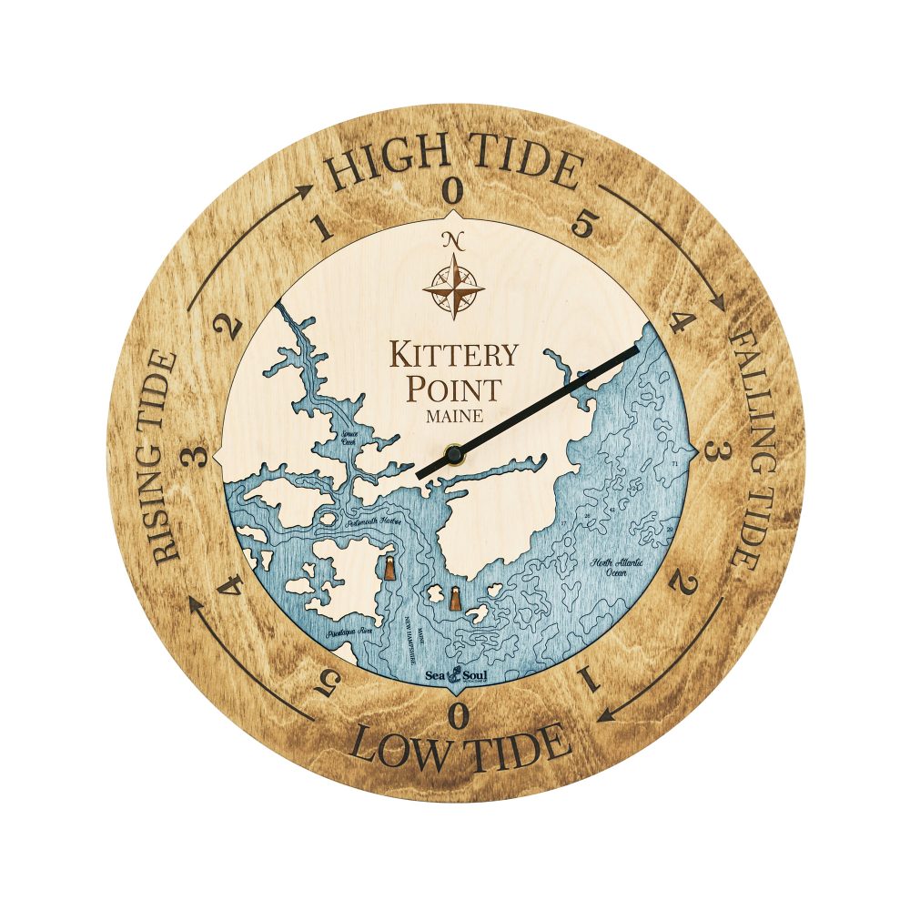 Kittery Point Tide Clock Honey Accent with Blue Green Water