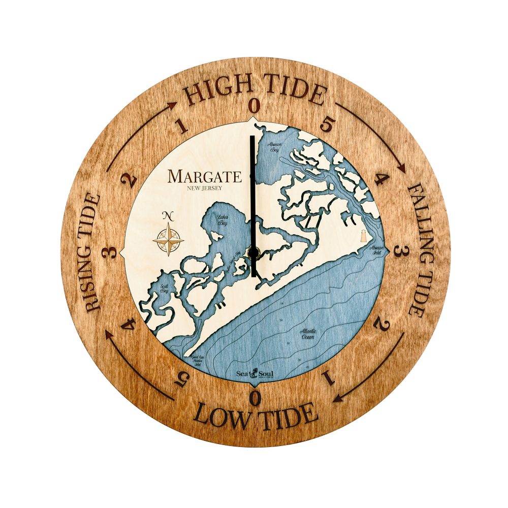Margate New Jersey Tide Clock Americana Accent with Deep Blue Water