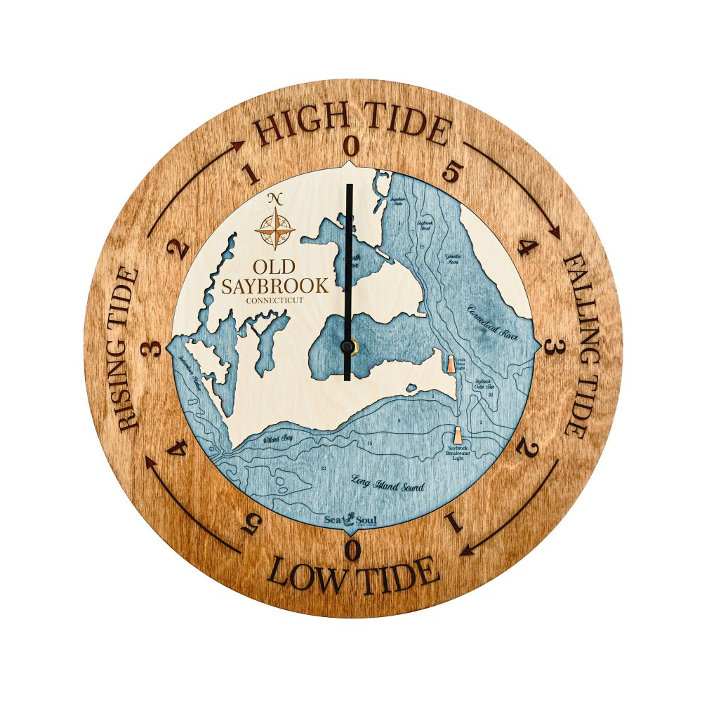 Old Saybrook Tide Clock Americana Accent with Blue Green Water