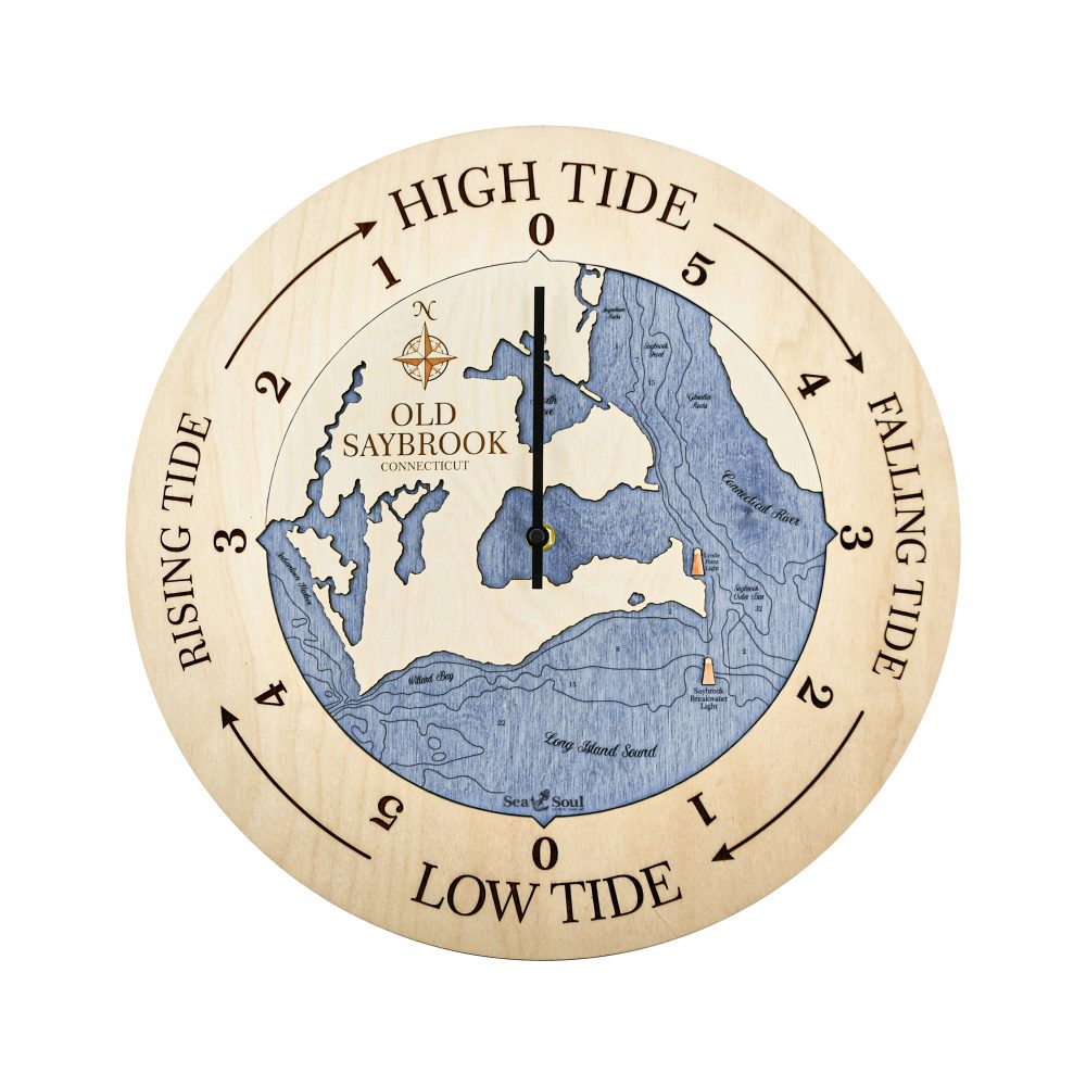 Old Saybrook Tide Clock Birch Accent with Deep Blue Water