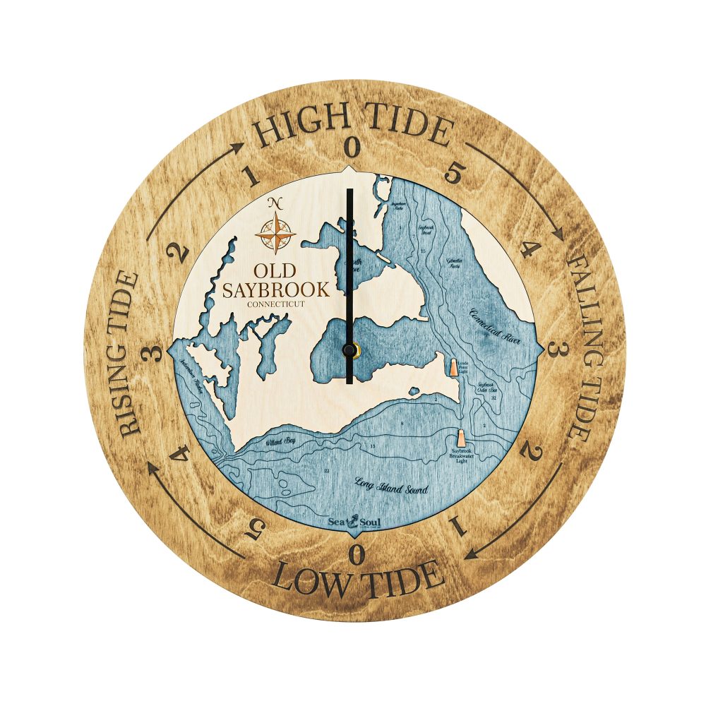 Old Saybrook Tide Clock Honey Accent with Blue Green Water