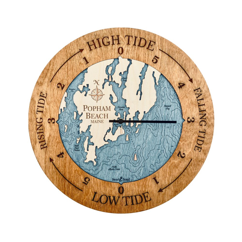 Popham Beach Tide Clock Americana Accent with Blue Green Water