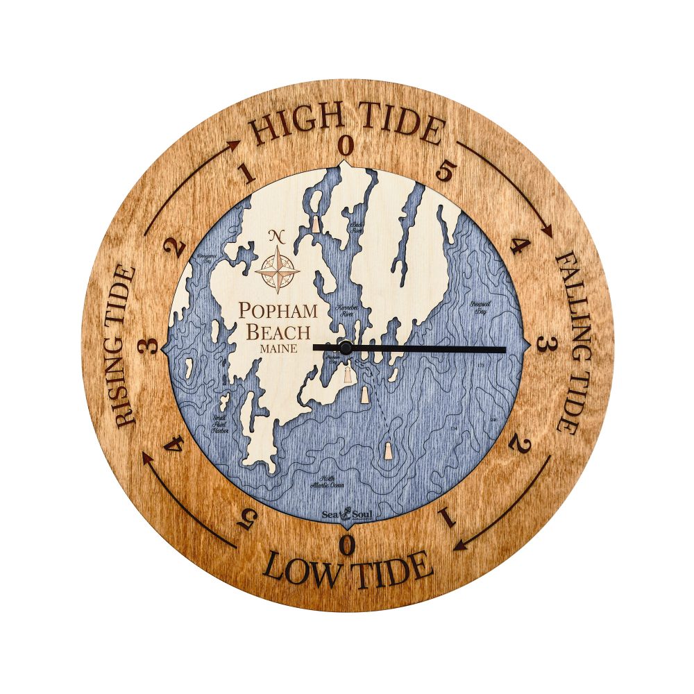 Popham Beach Tide Clock Americana Accent with Deep Blue Water