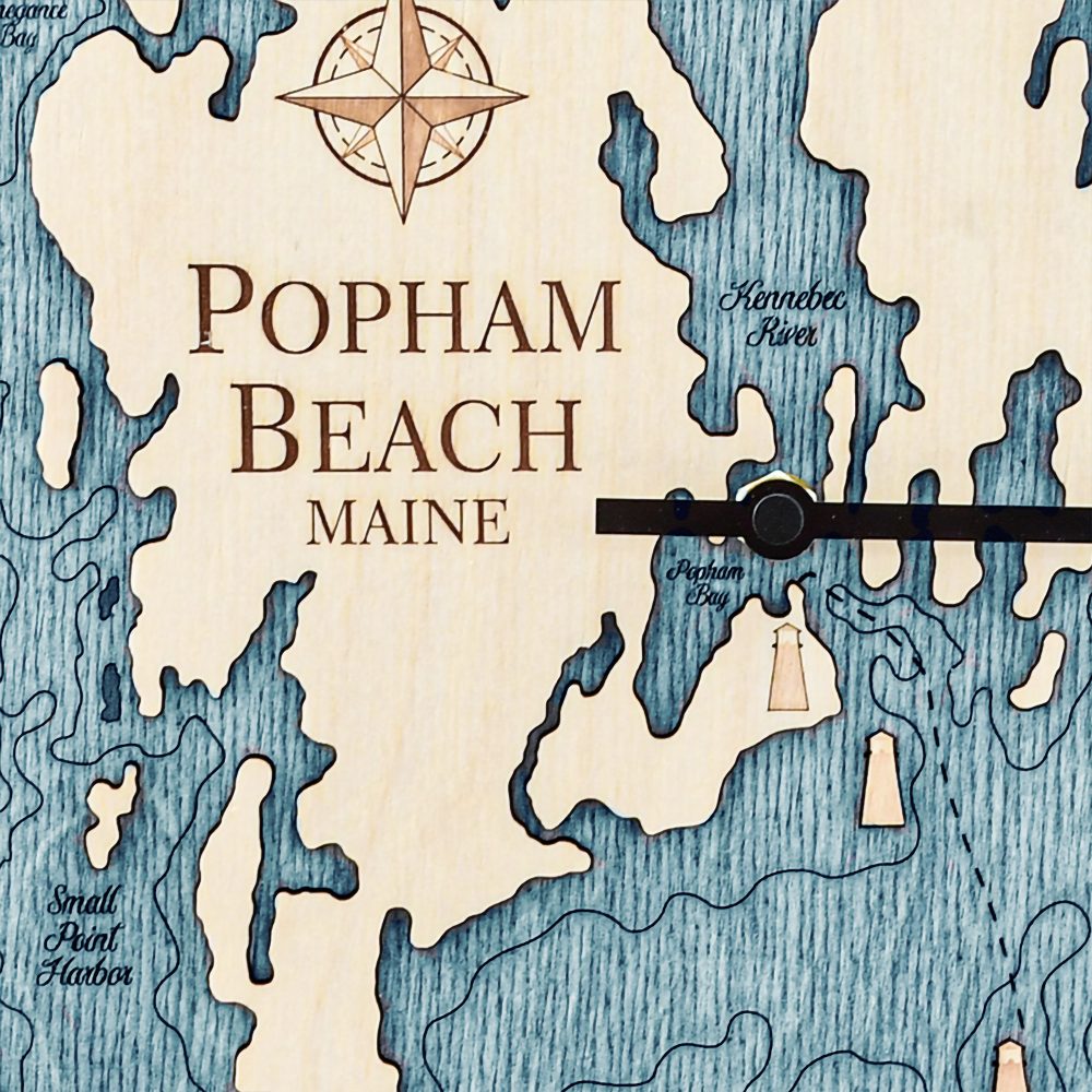 Popham Beach Tide Clock Bleach Blue Accent with Blue Green Water Detail Shot 1