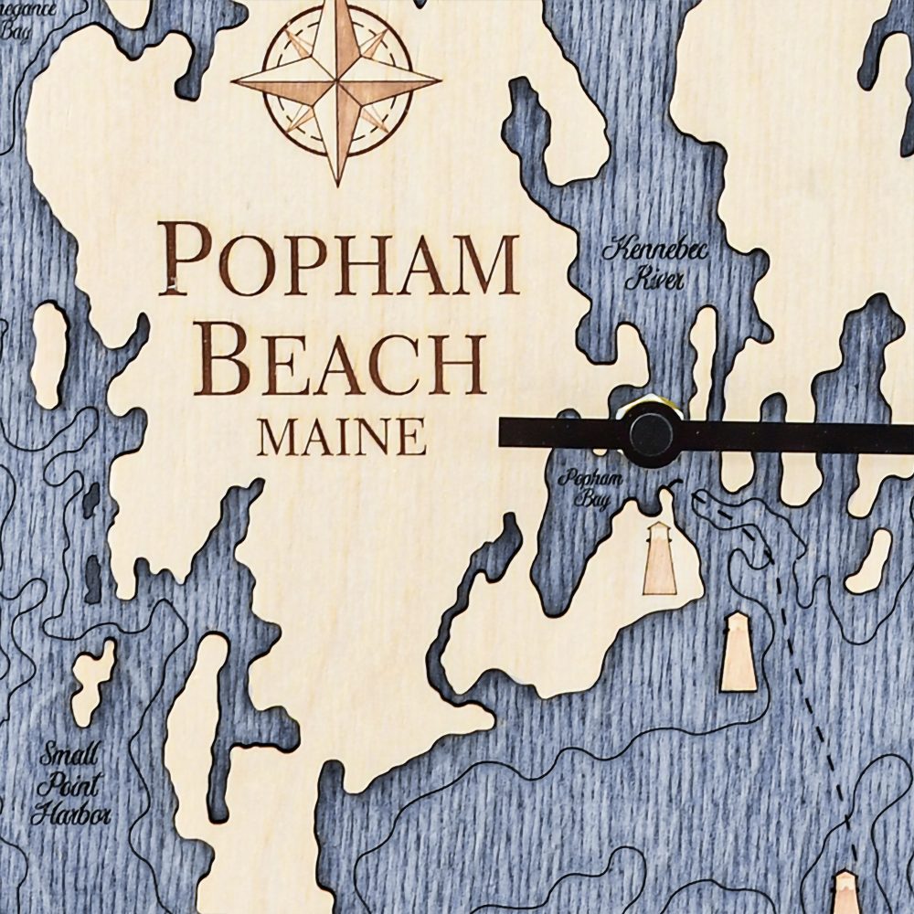 Popham Beach Tide Clock Bleach Blue Accent with Deep Blue Water Detail Shot 1