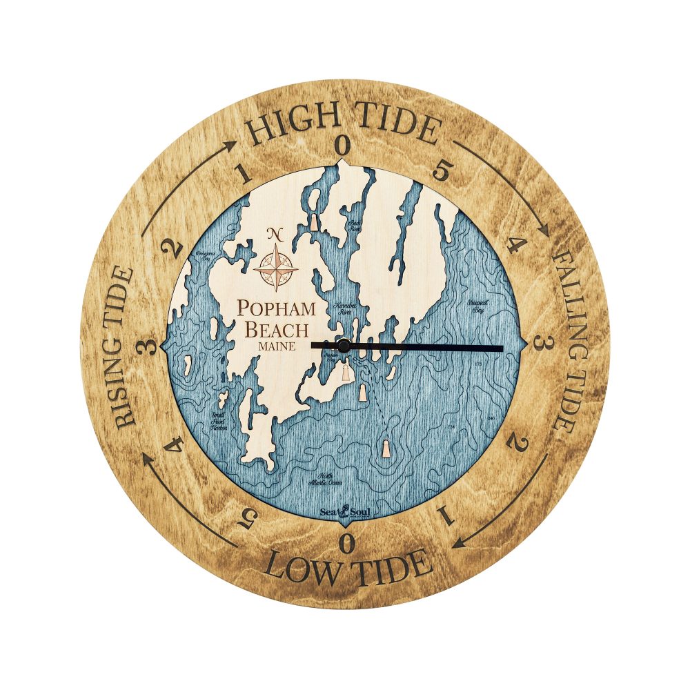 Popham Beach Tide Clock Honey Accent with Blue Green Water