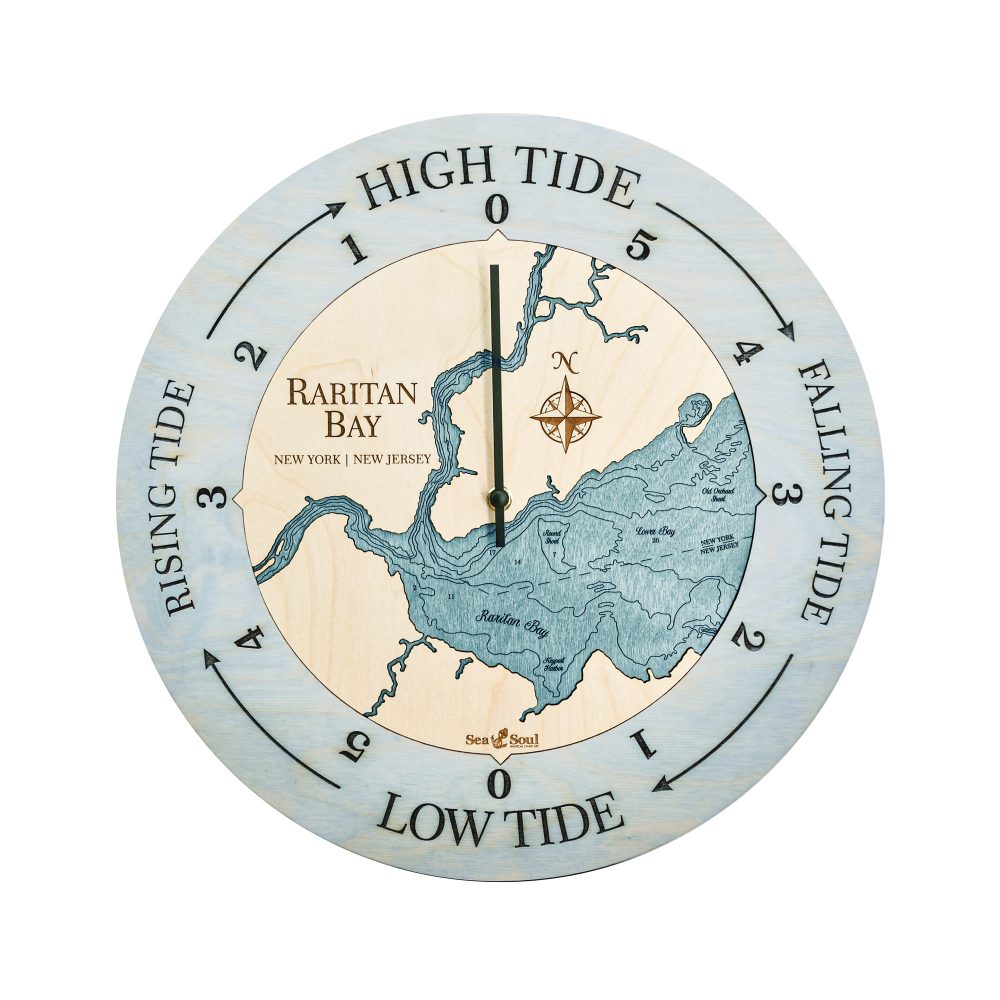 Raritan Bay Tide Clock Bleach Blue Accent with Blue Green Water