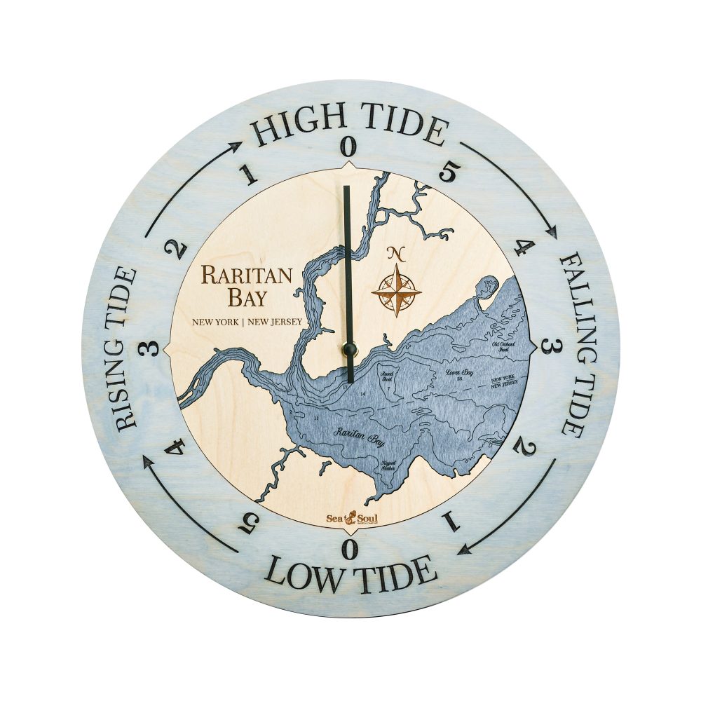 Raritan Bay Tide Clock Bleach Blue Accent with Deep Blue Water