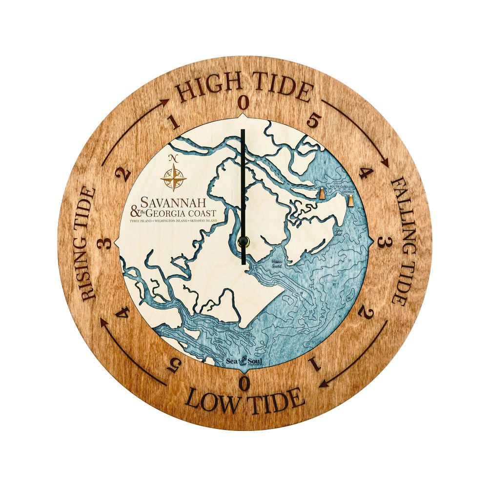 Georgia Coast Tide Clock Americana Accent with Blue Green Water